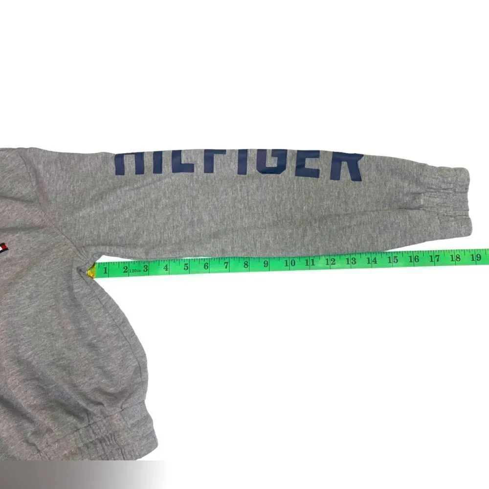 Tommy Hilfiger Long Sleeved Hooded Gray Cropped Top Women's Size Small